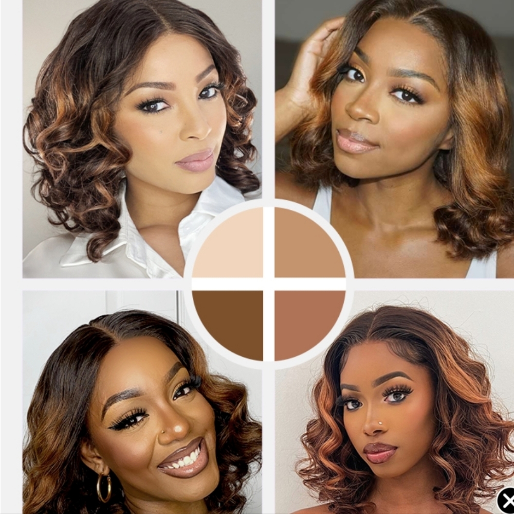 ELEGANT BROWN OMBRE LOOSE WAVE MINIMALIST HD LACE GLUELESS SHORT WIG 100% HUMAN